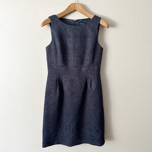 Tahari ASL Sleeveless Sheath Navy & Black Shimmer Mini Dress‎ women's size 8